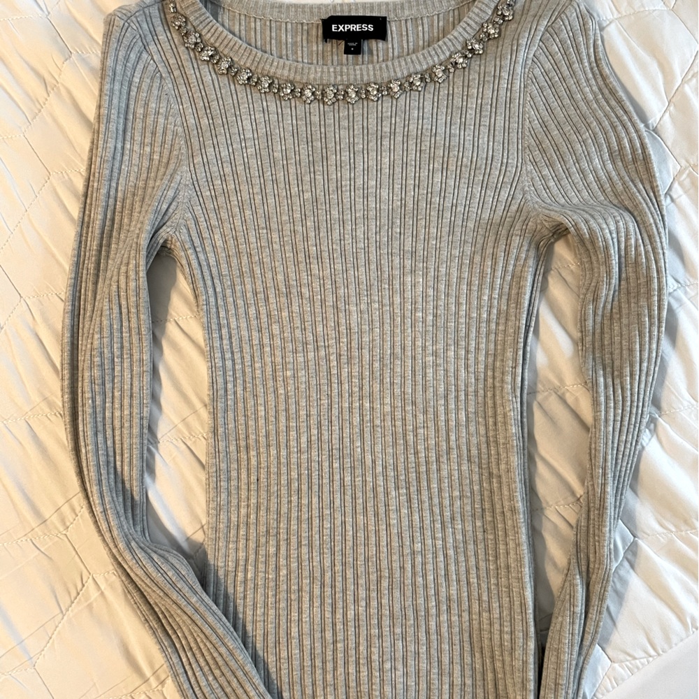 Express embellished gray sweater